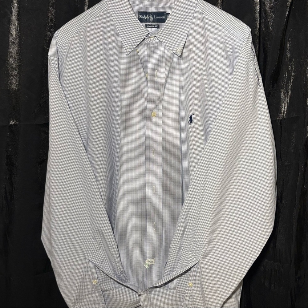 2/$20  Ralph Lauren Blue Dress Shirt Classic Gingham - Picture 4 of 10